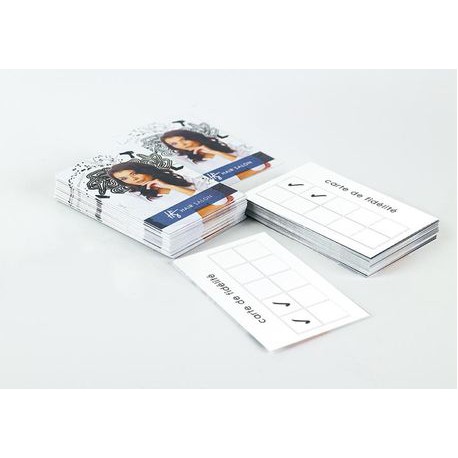 Kit carte de fidélité 85x54mm + tampon encre séchage rapide 350g couché demi-mat